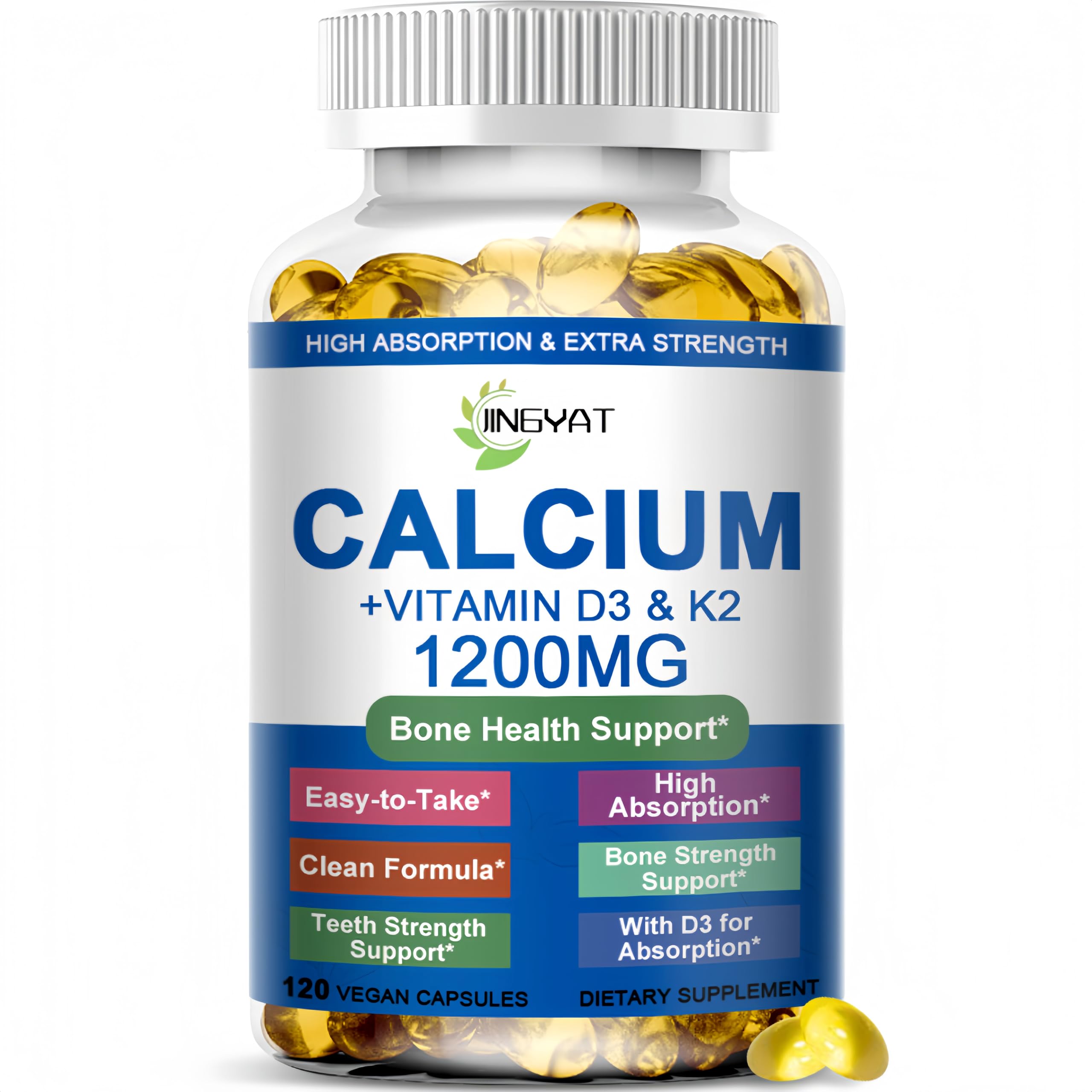JINGYAT Calcium softgels in bottle for easy daily intake and bone support