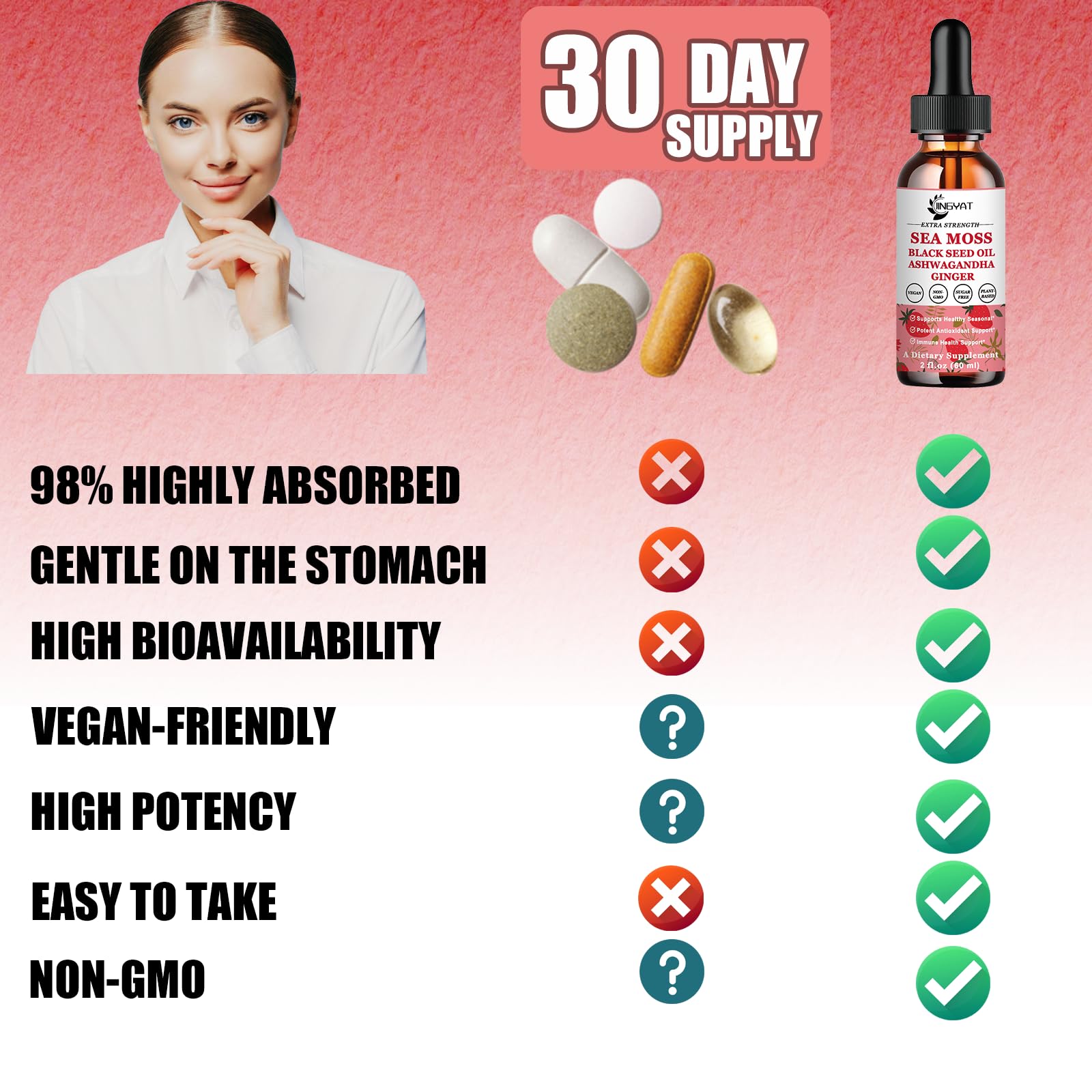 JINGYAT grape flavor liquid drops for easy intake.