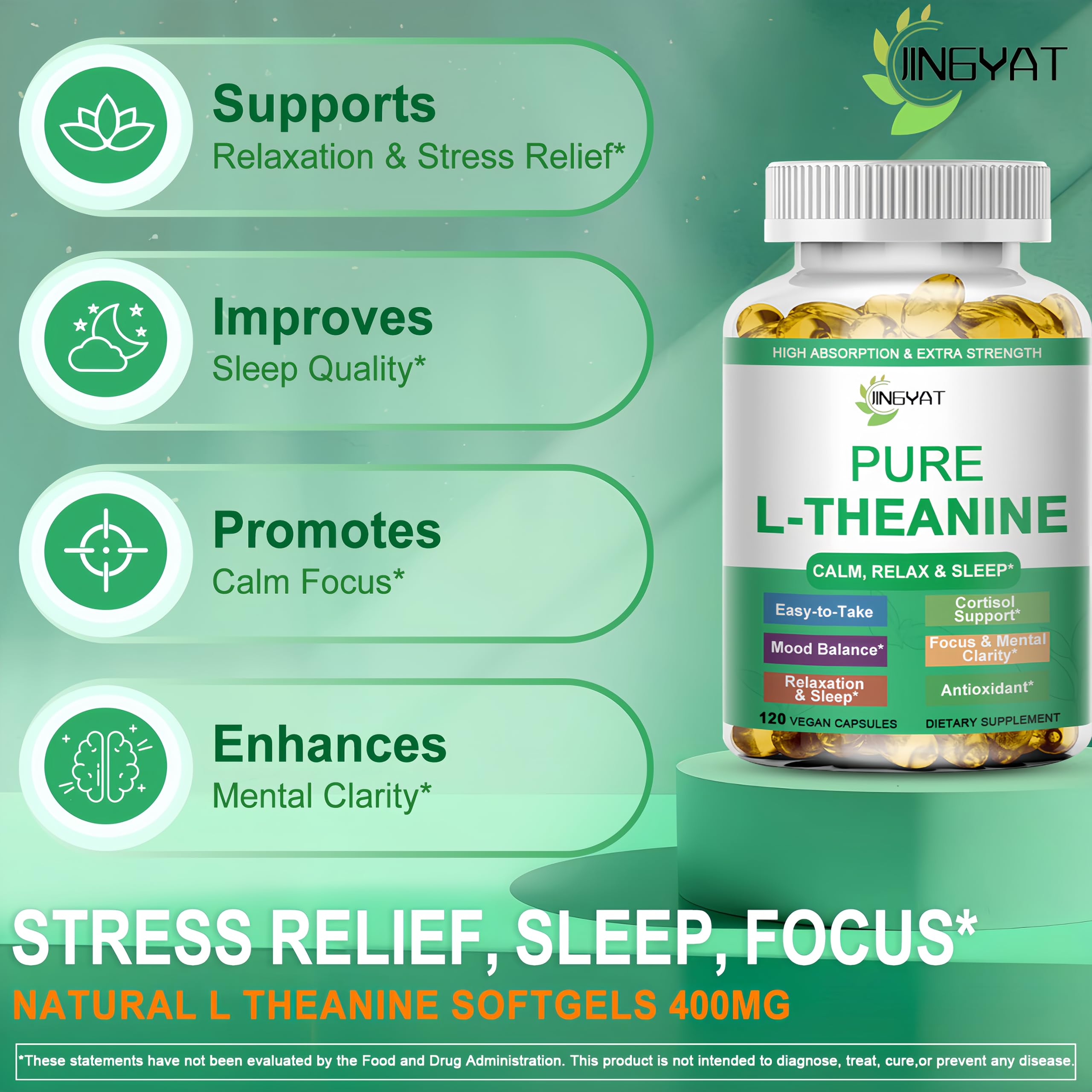 Green tea-derived L-Theanine from JINGYAT for relaxation.