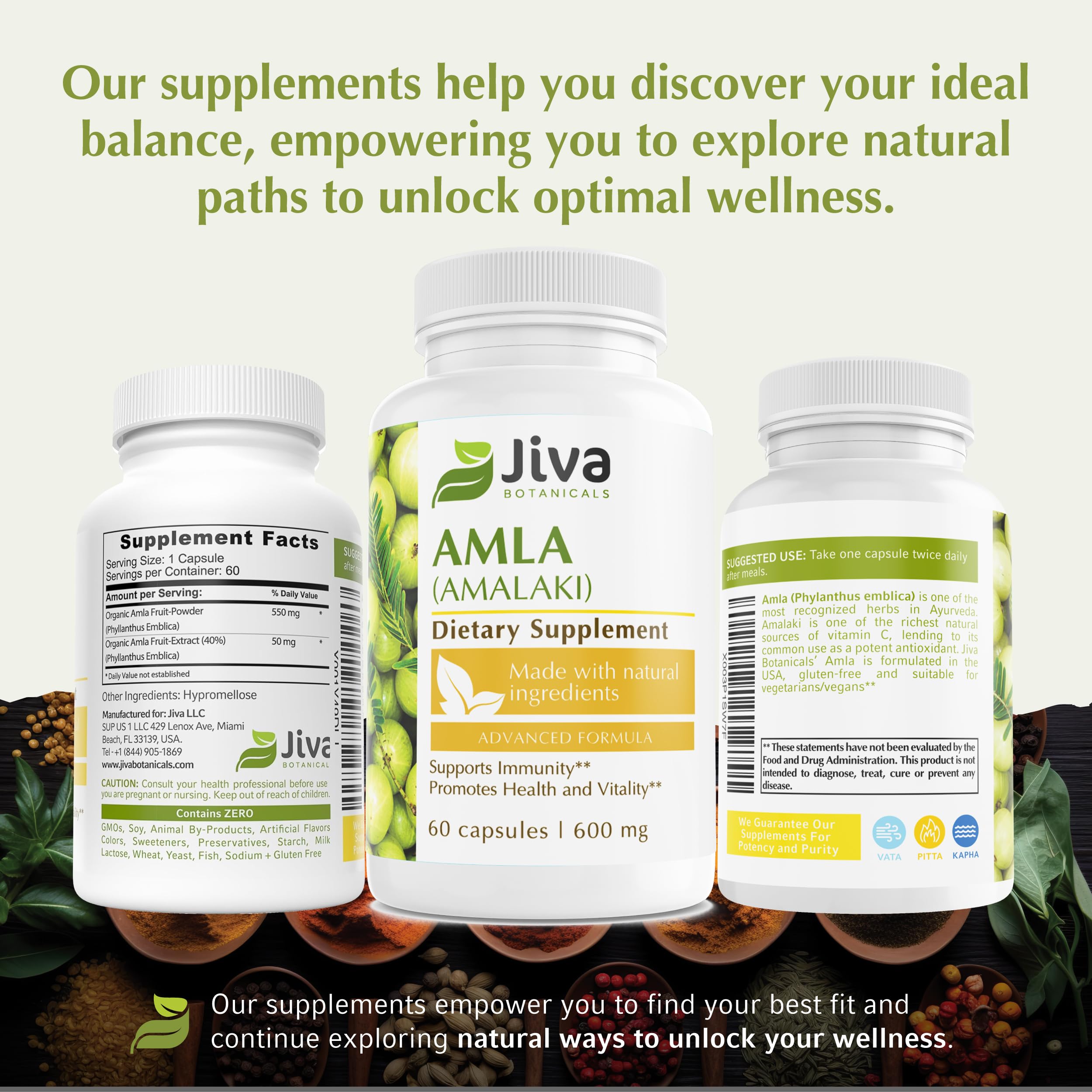 USA-made seal on Jiva Botanicals Amla capsules reassures production standards.