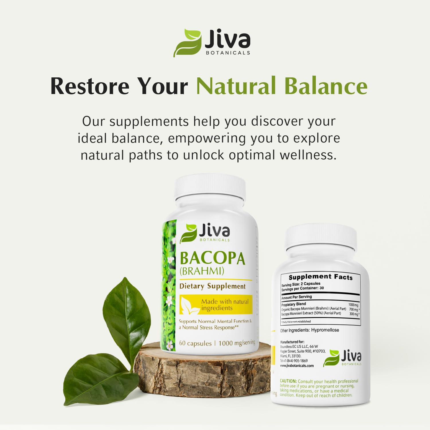 Jiva Botanicals Bacopa organic Brahmi illustrates premium herb sourcing.