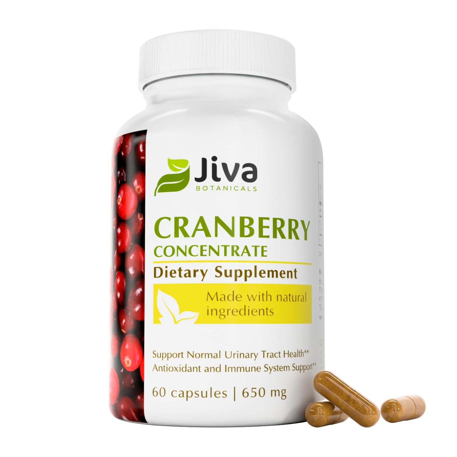 Jiva Botanicals cranberry concentrate capsule offers daily urinary health support.