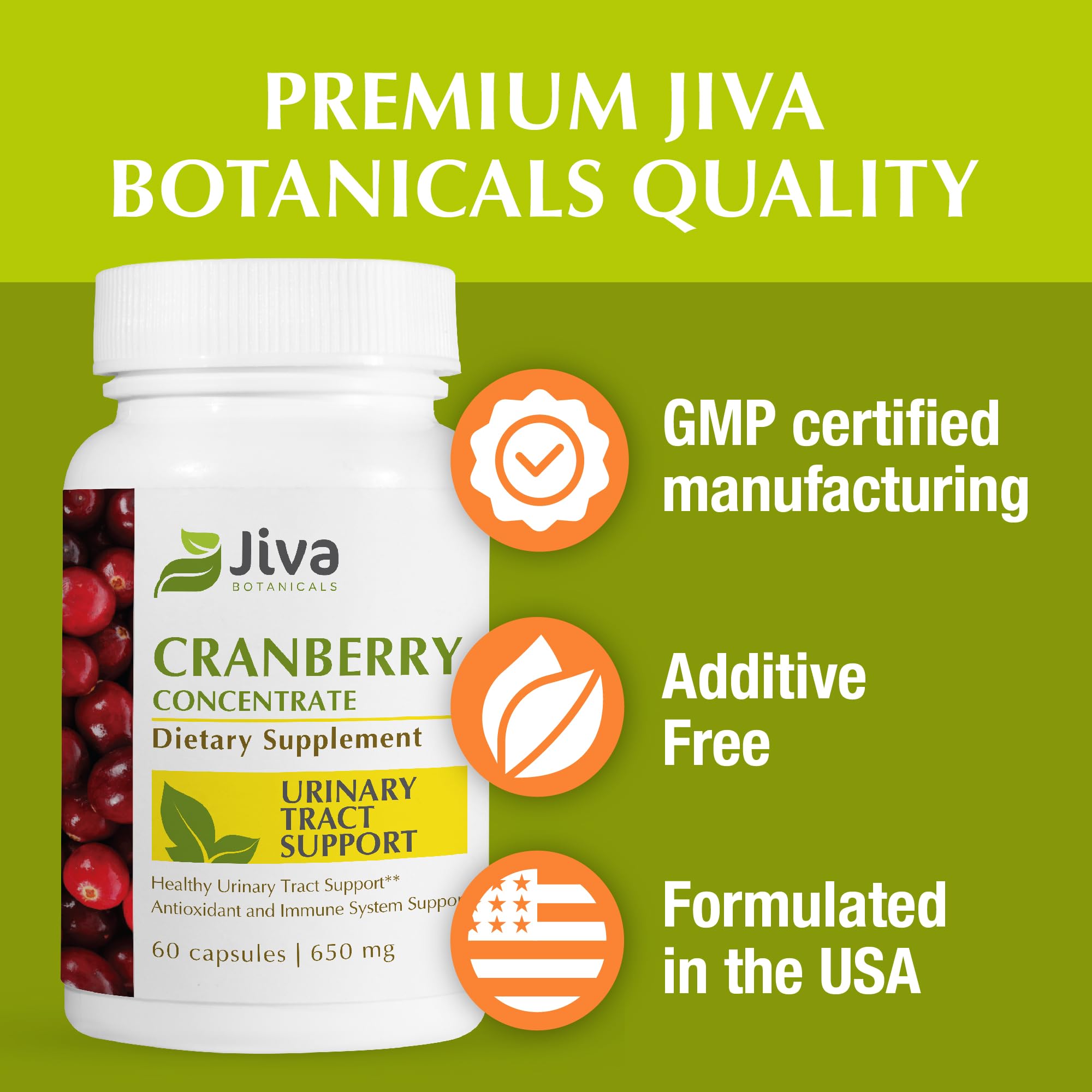 Cranberry capsule emphasizes proanthocyanidins and polyphenols for wellness.