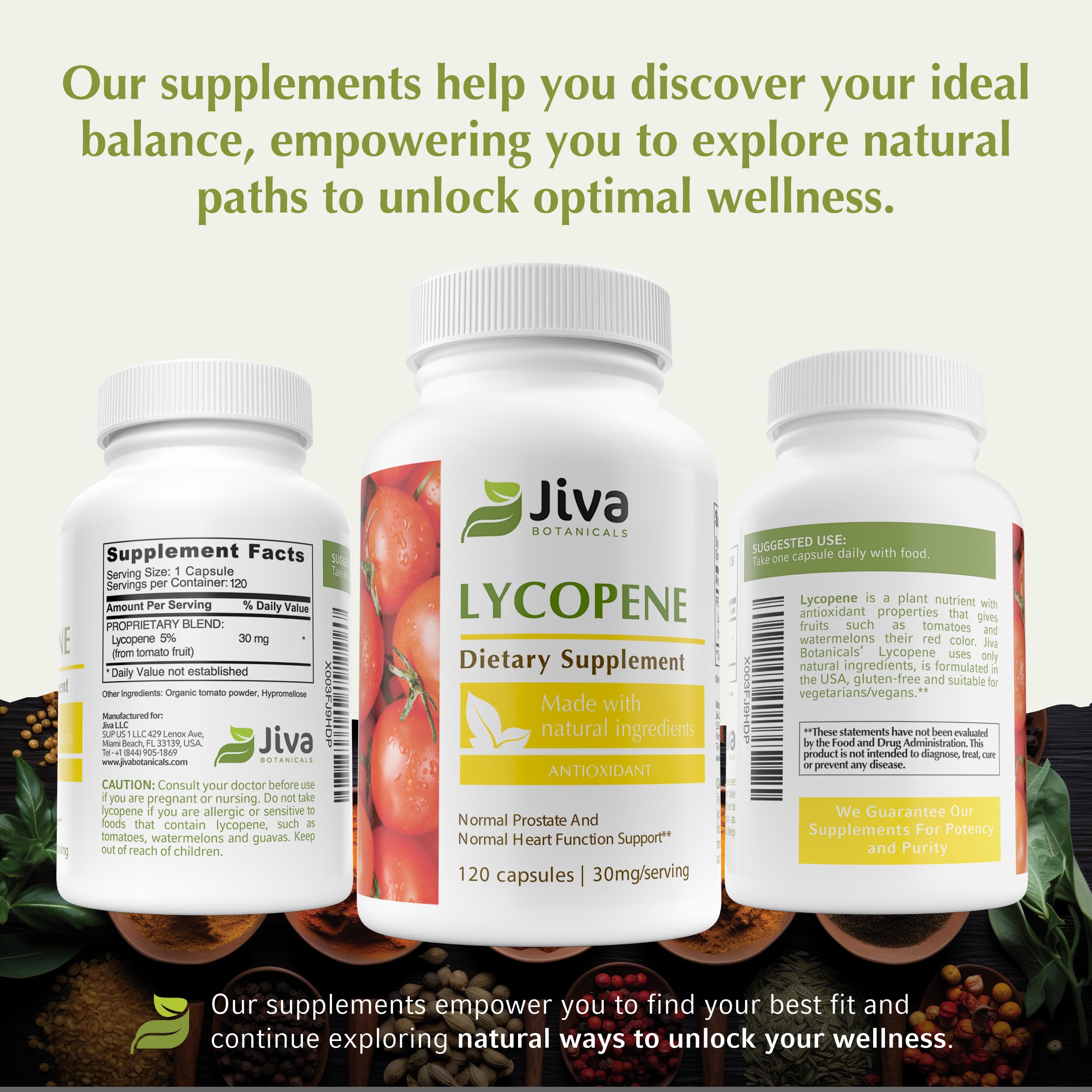 Jiva Botanicals Lycopene and tomato fruit origin connects natural extract.