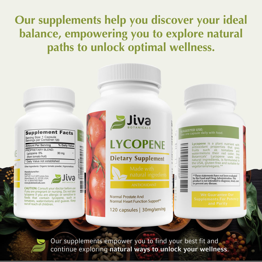 Jiva Botanicals Lycopene and tomato fruit origin connects natural extract.