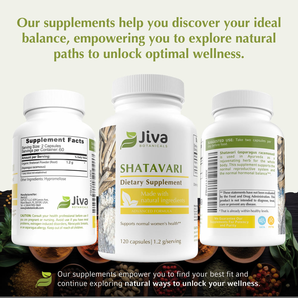 Quality seal indicates GMP-standard manufacturing for Jiva Botanicals Shatavari.