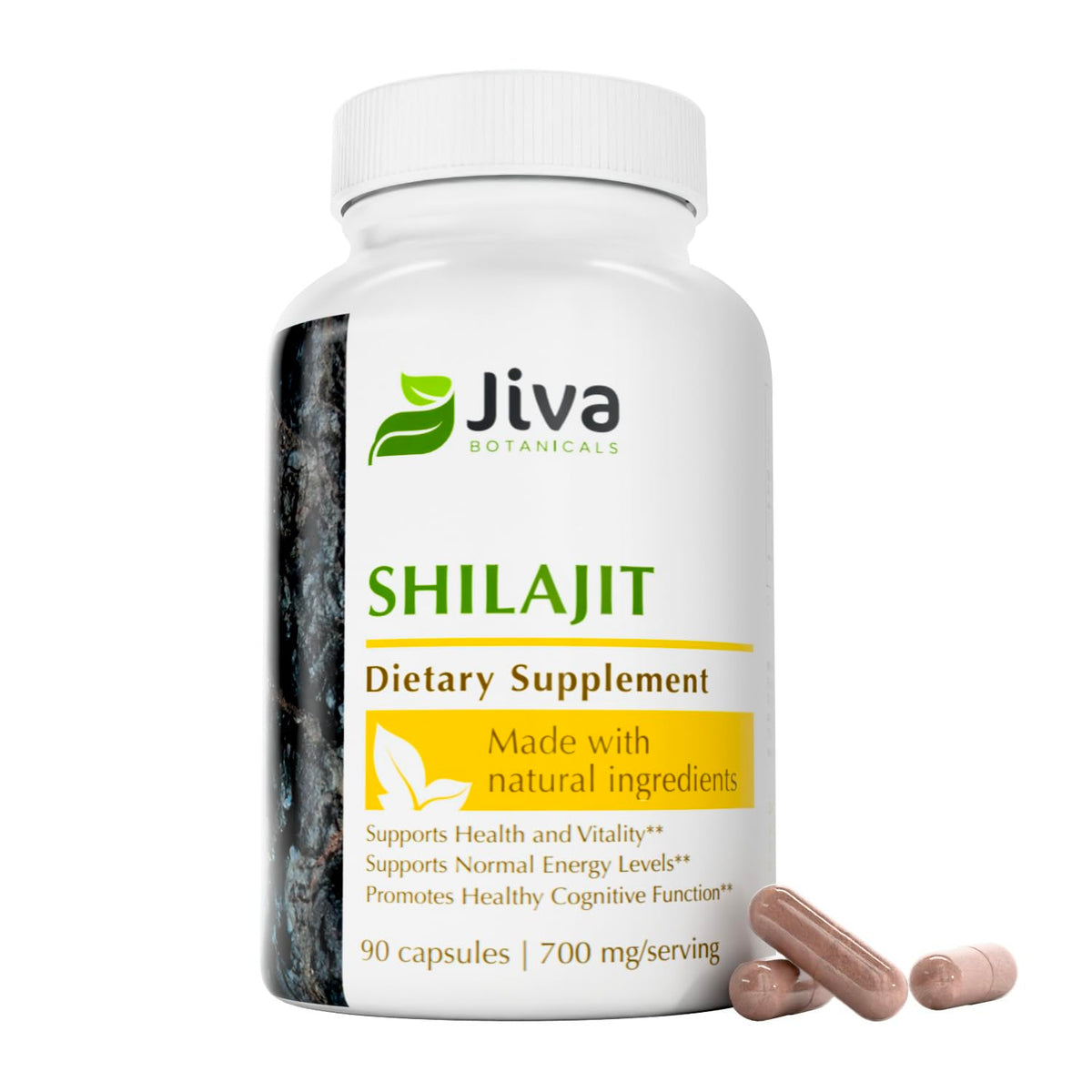 Jiva Botanicals Shilajit capsules bottle front for daily wellness