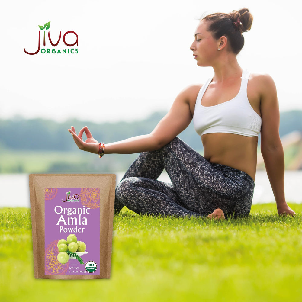 Kraft resealable bag holding amla powder for freshness