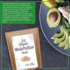 Jiva Organics psyllium husk being mixed with water for a smooth drink