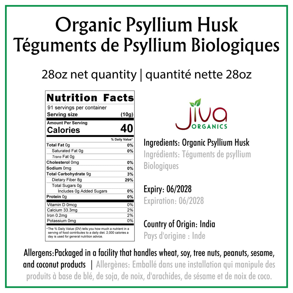 Certified organic and vegan psyllium husk from Jiva Organics