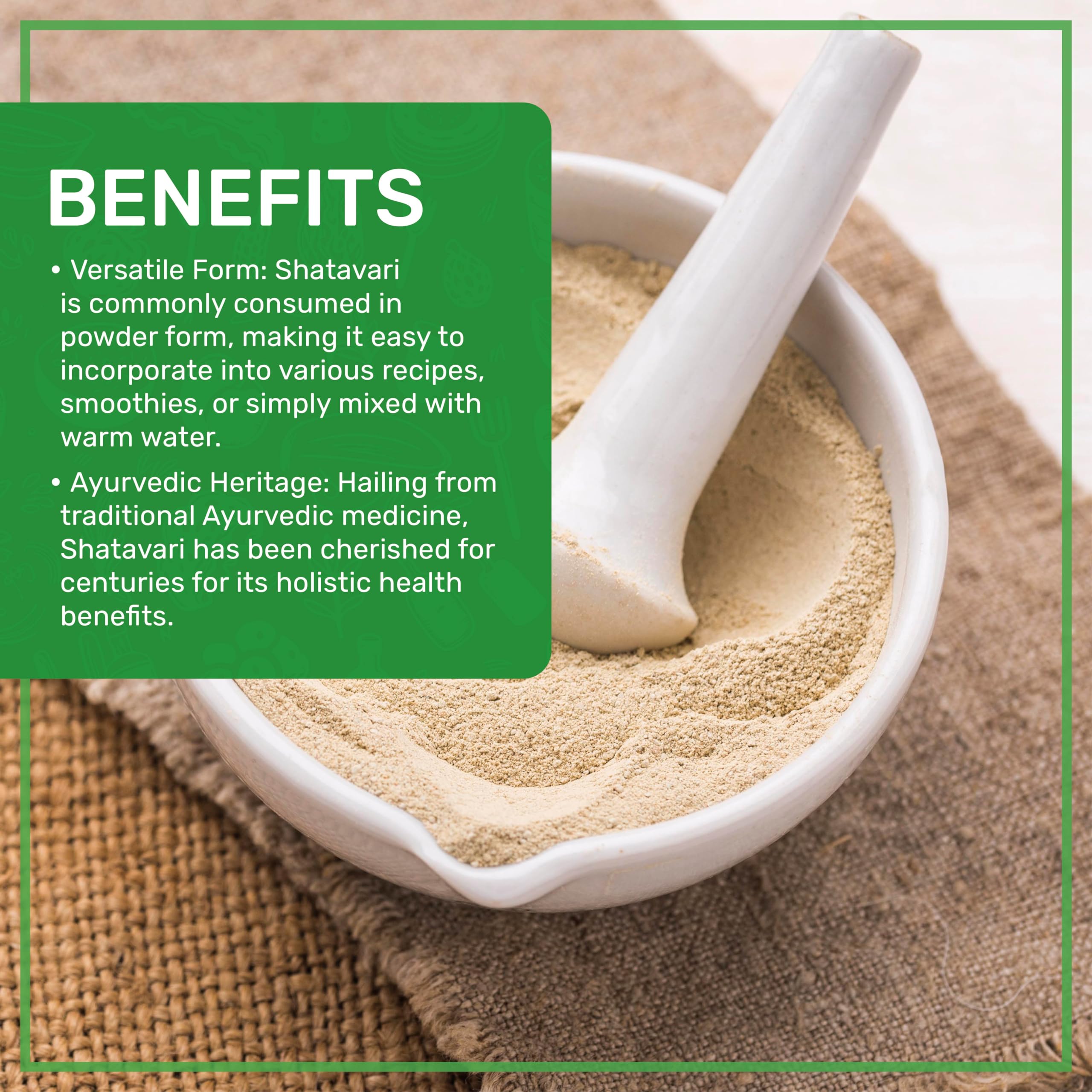 Closeup of fine Shatavari powder texture indicating quality and purity.