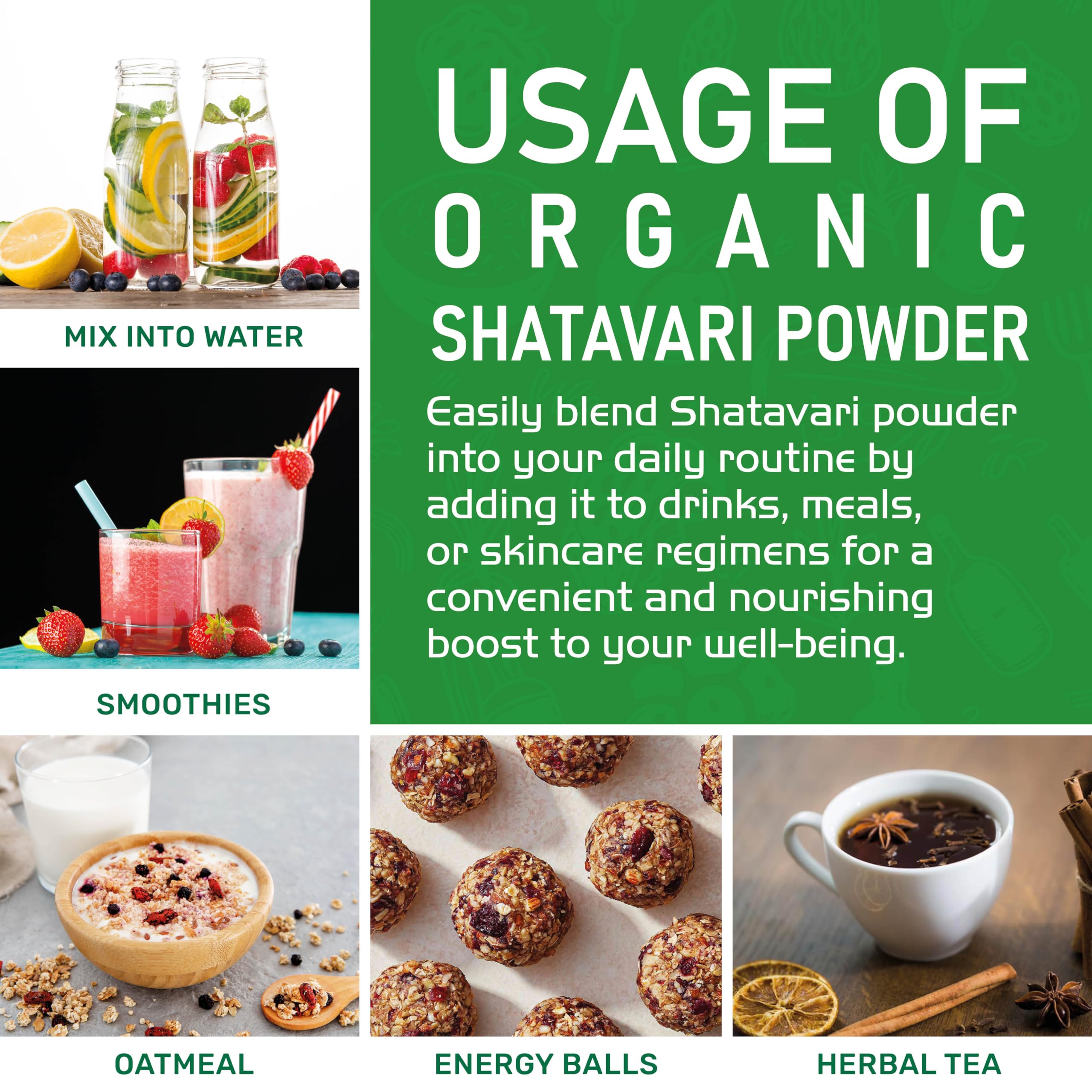 Versatile Shatavari powder for daily routines like smoothies and hot drinks.