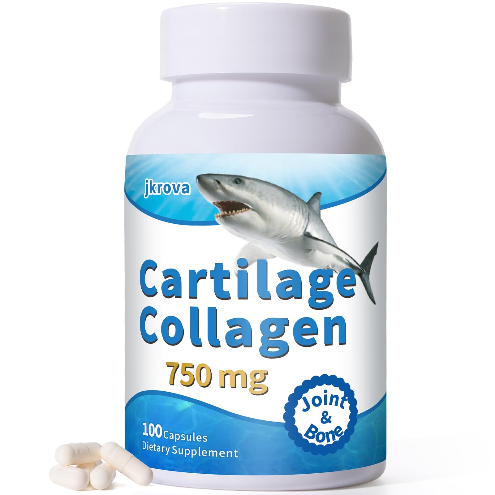 Jkrova Cartilage 750mg bottle supports daily mobility and joint care