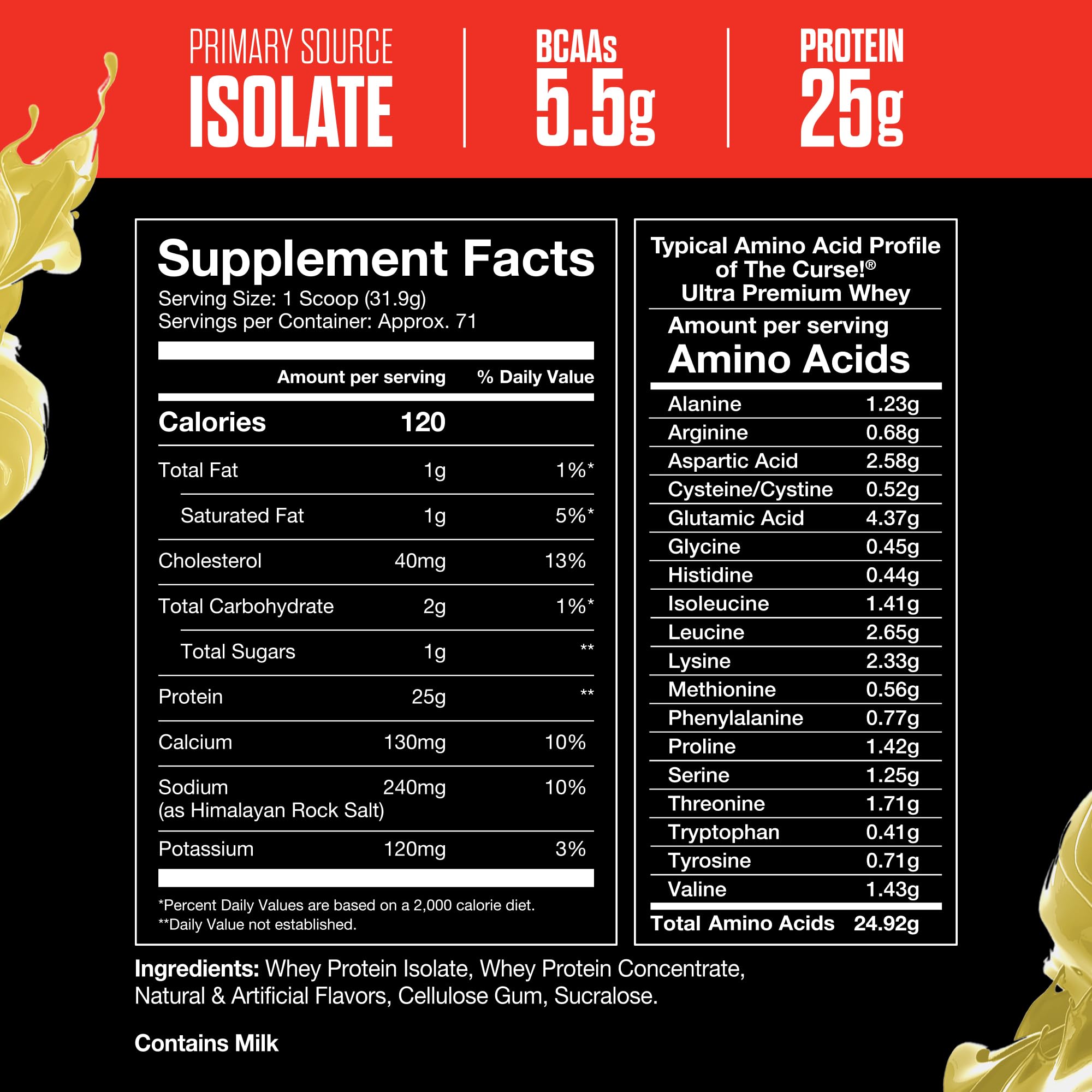 The Curse no added sugar label on packaging, showcasing clean nutrition