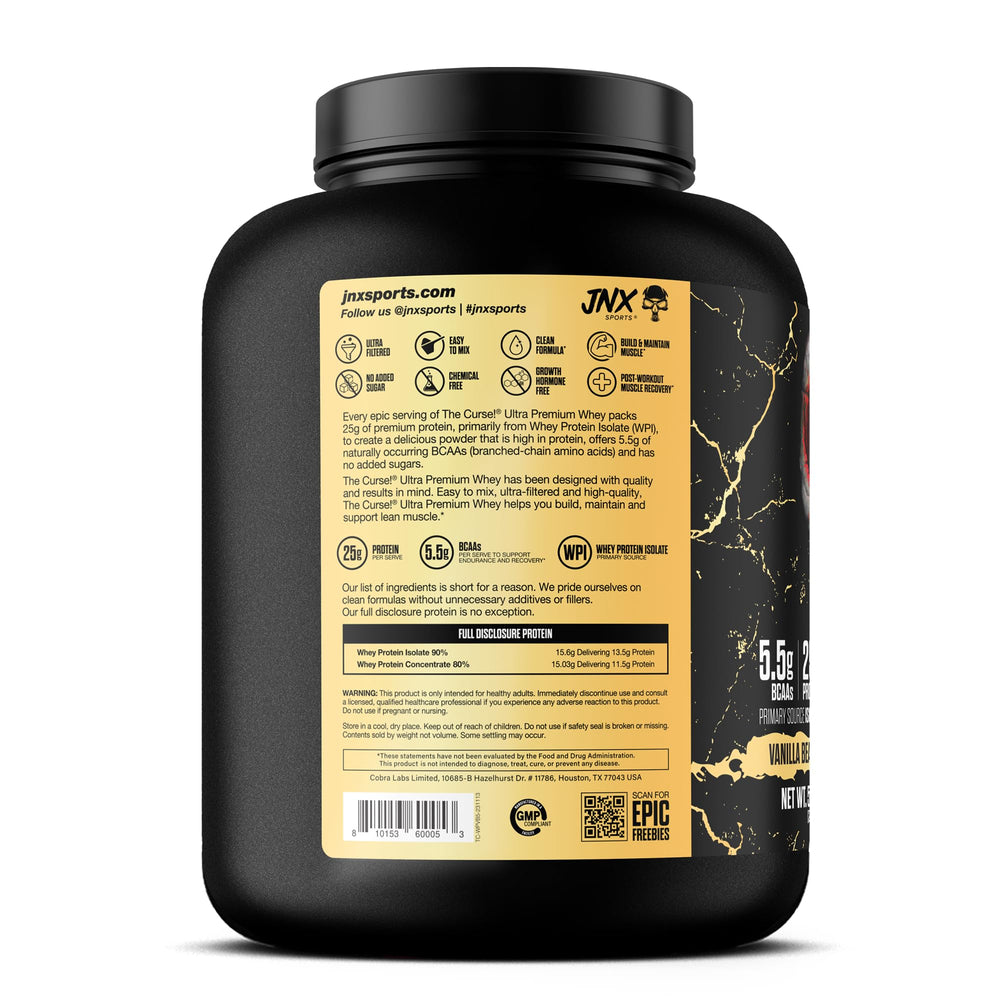 Creamy The Curse Vanilla Bean protein shake in glass demonstrating smooth texture