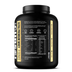 Close-up of whey isolate ingredient in The Curse label emphasizing purity