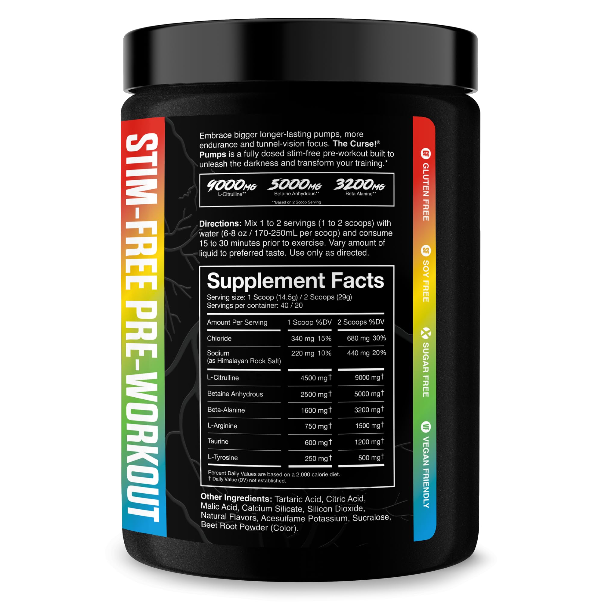 JNX Sports The Curse! Pump front label highlights stimulant-free design for evening training