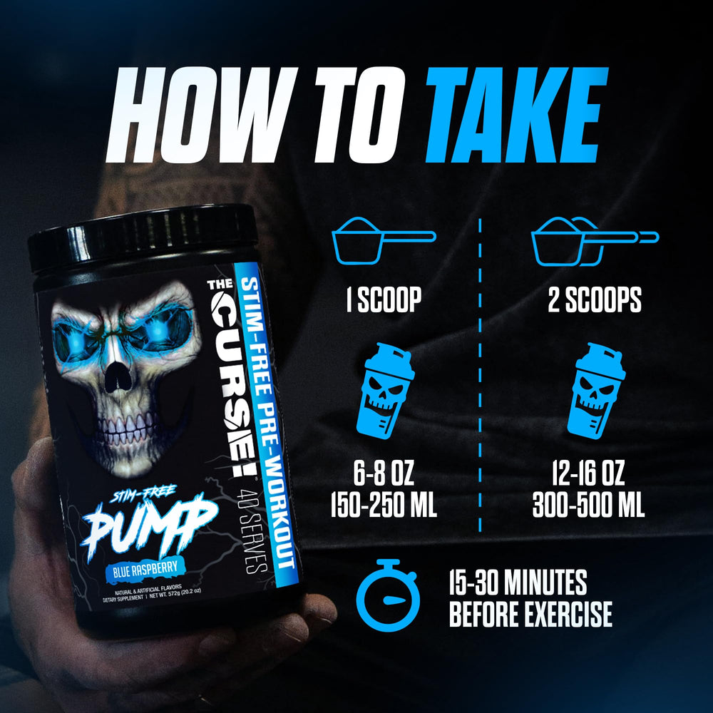 JNX Sports The Curse! Pump in-use scene conveys focused training without caffeine jitters
