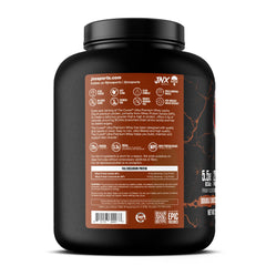 JNX Sports The Curse Whey isolate powder bottle with nutrition panel, ideal post-workout recovery.