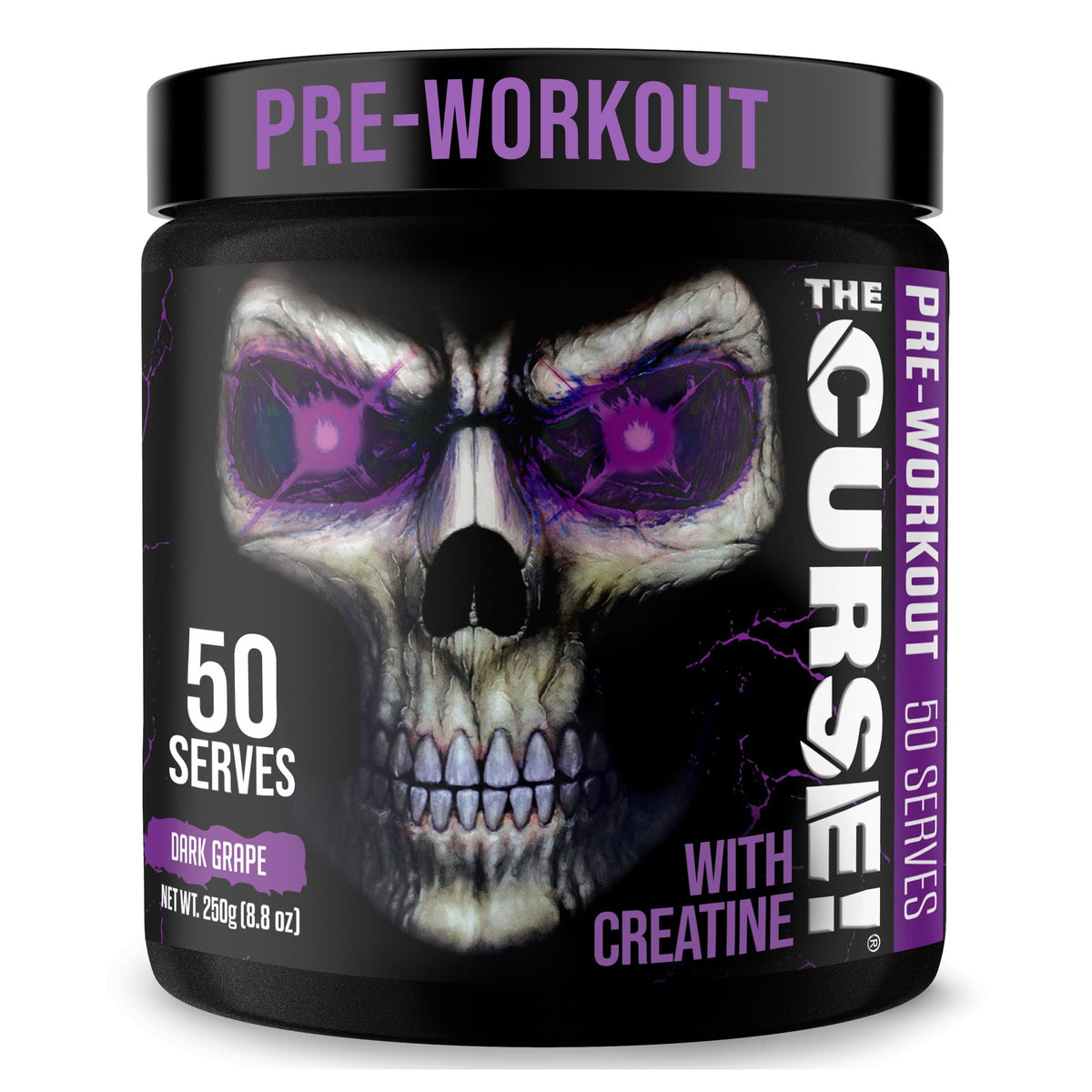 JNX SPORTS The Curse dark grape tub with scoop for an energy boost