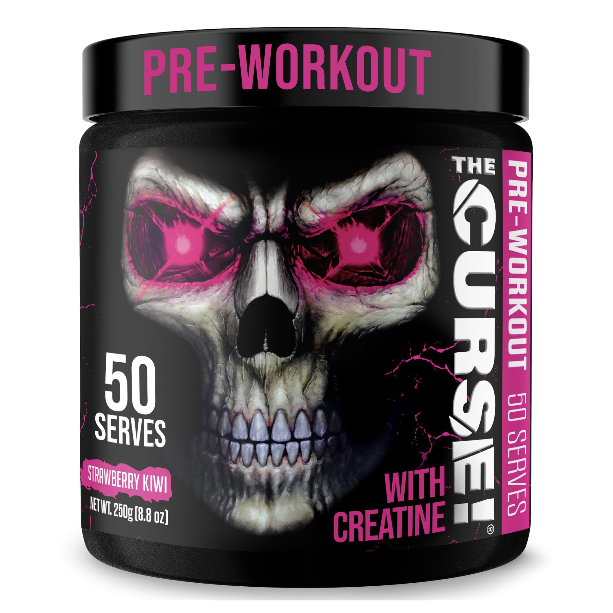 The Curse! front jar by JNX Sports showing pre-workout packaging for energy.