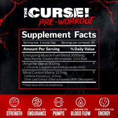 The Curse mixed in a glass showing a vibrant workout-ready drink