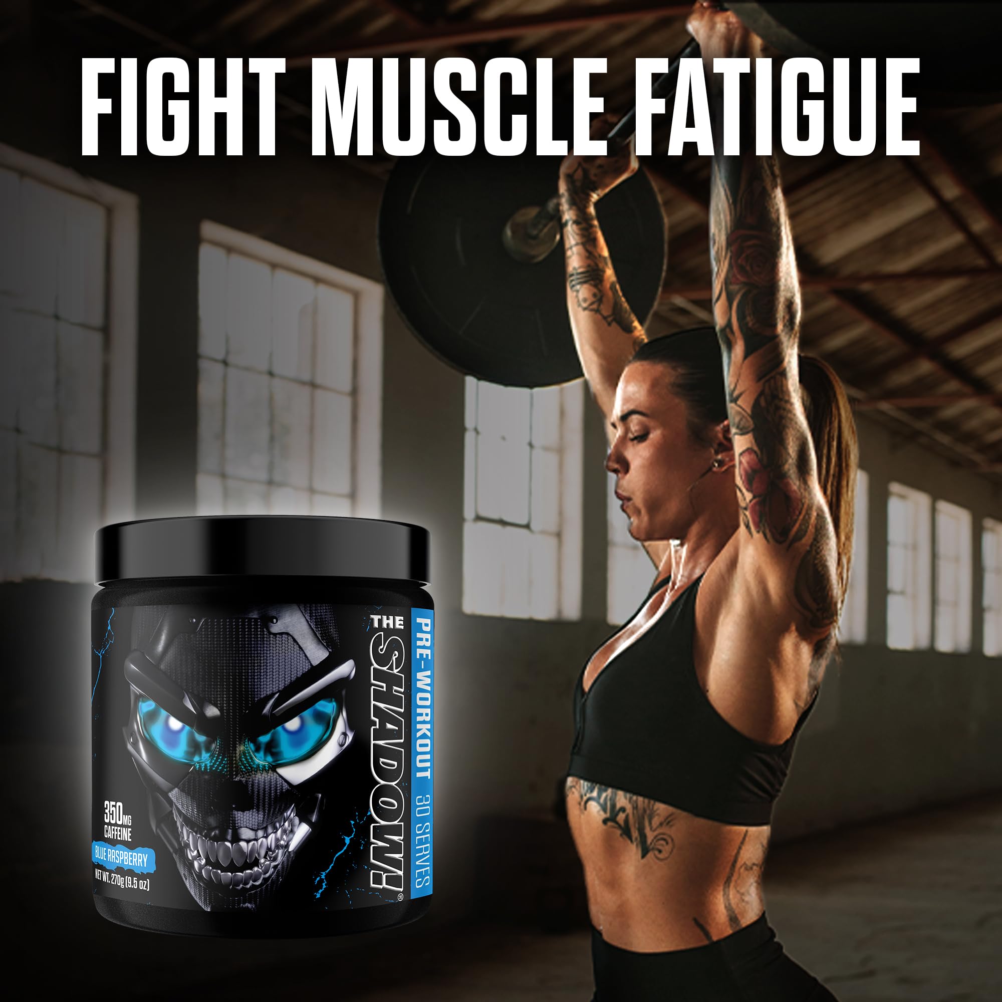 JNX SPORTS The Shadow blue raspberry label signals bold flavor and performance potential.