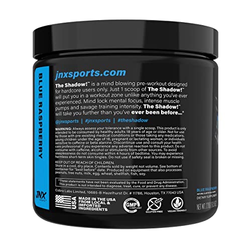 JNX SPORTS The Shadow tub front highlighting a high-stim formula for focused training.