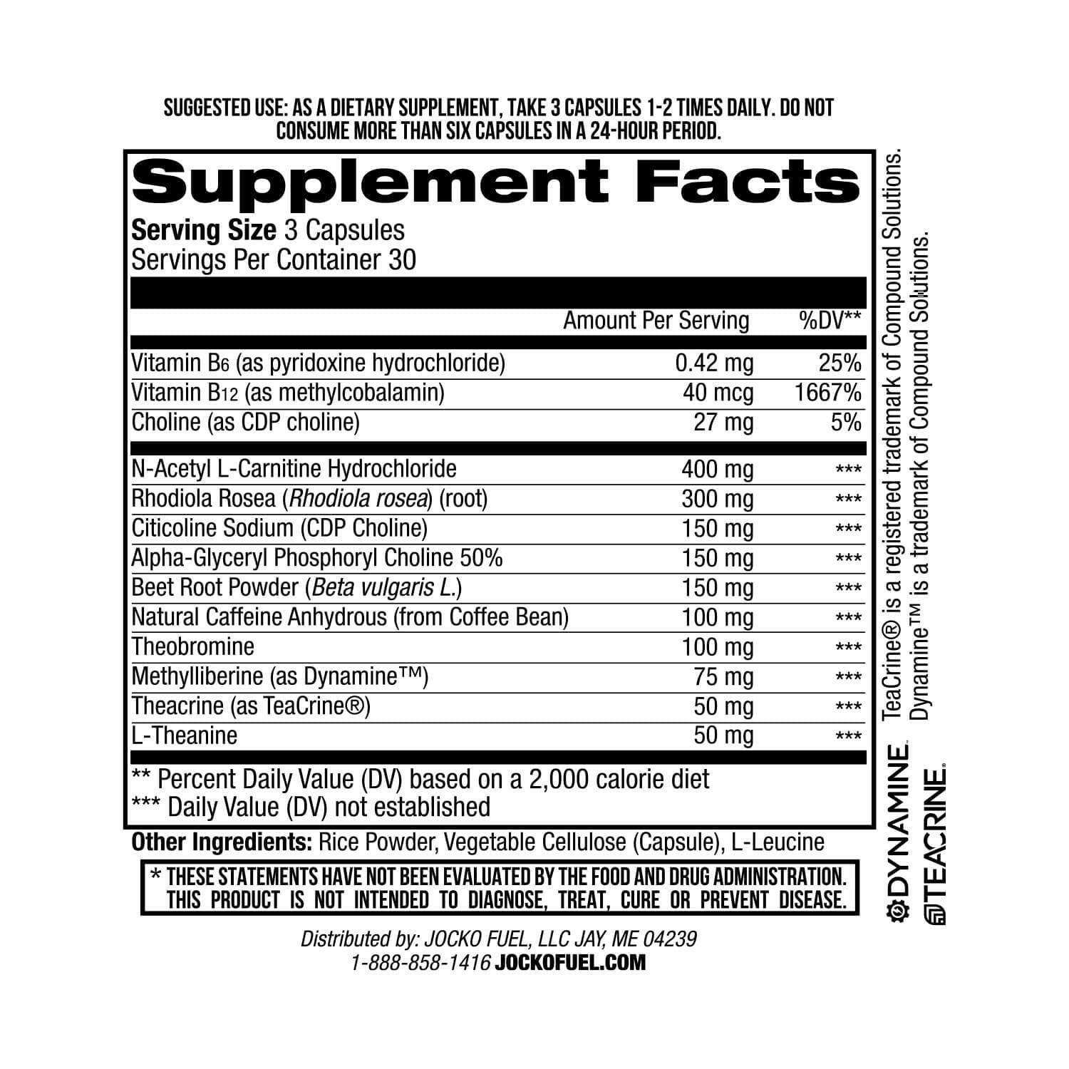Jocko Fuel Brain Power caffeine and TeaCrine for alertness