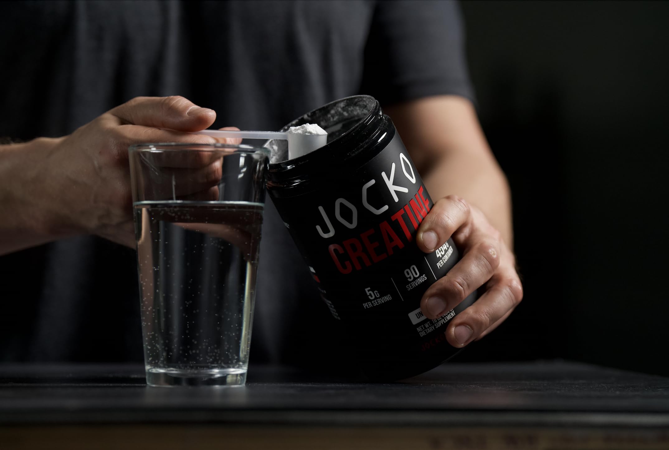 Athlete uses Jocko Fuel Creatine Monohydrate during training.