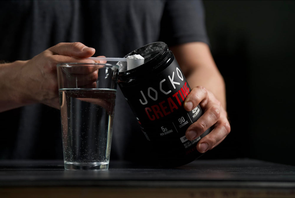 Athlete uses Jocko Fuel Creatine Monohydrate during training.