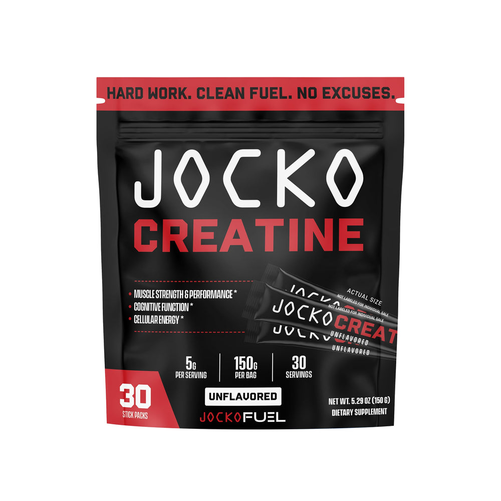 Jocko Fuel Creatine Stick Packs bottle pour for easy post-workout mixing