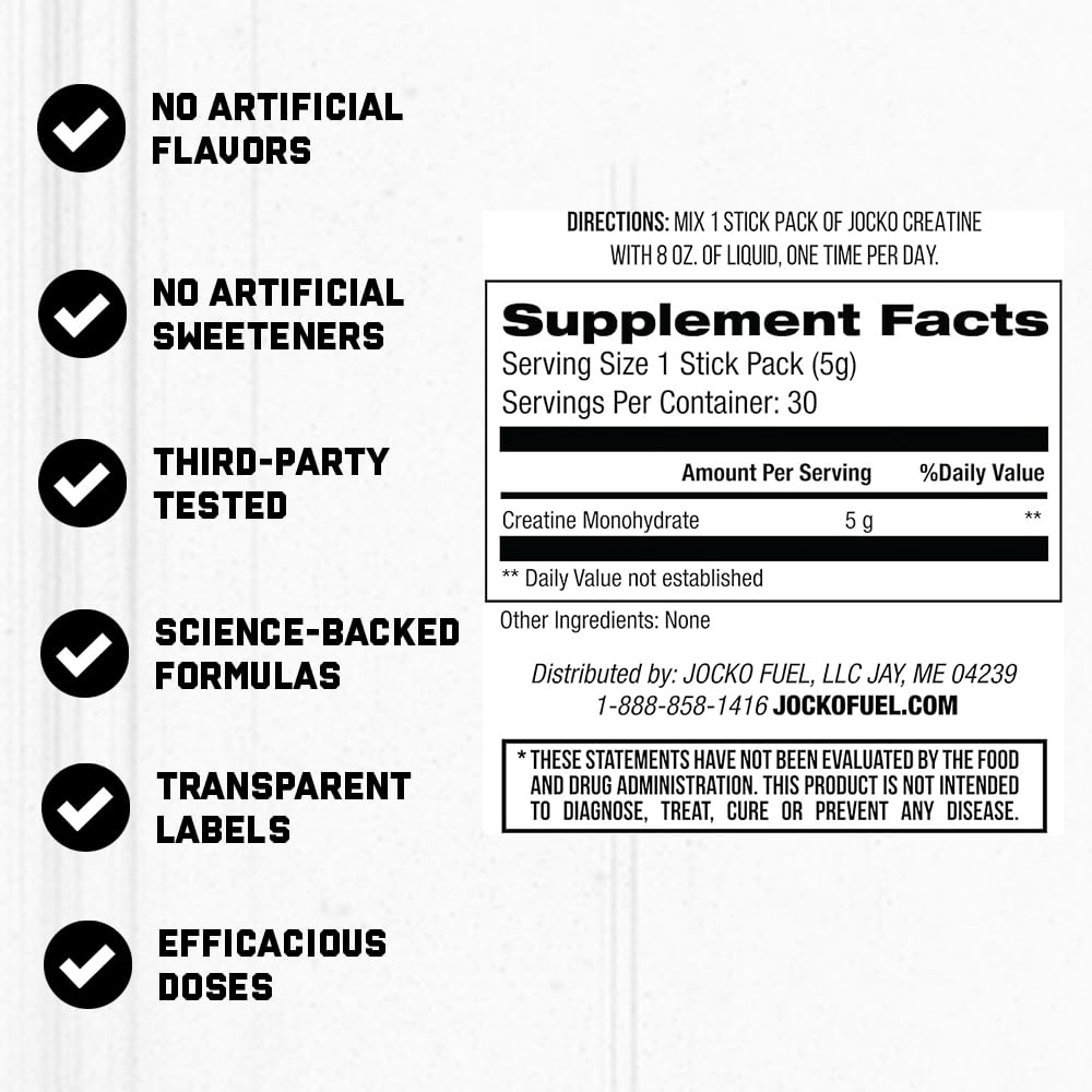 Jocko Fuel Creatine Stick Packs travel-pack contents ideal for on-the-go workouts