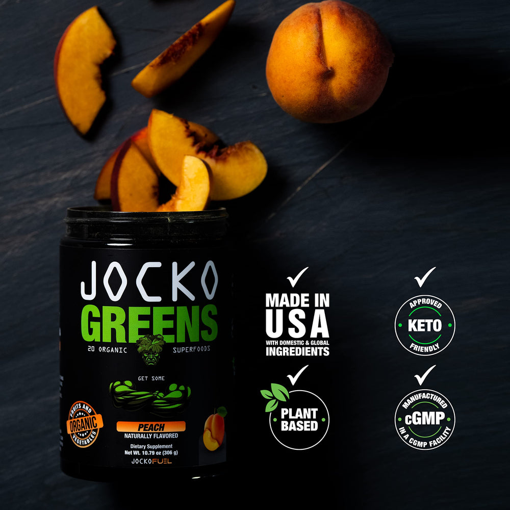 Closeup of transparent label on Jocko Fuel Daily Greens for ingredient amounts