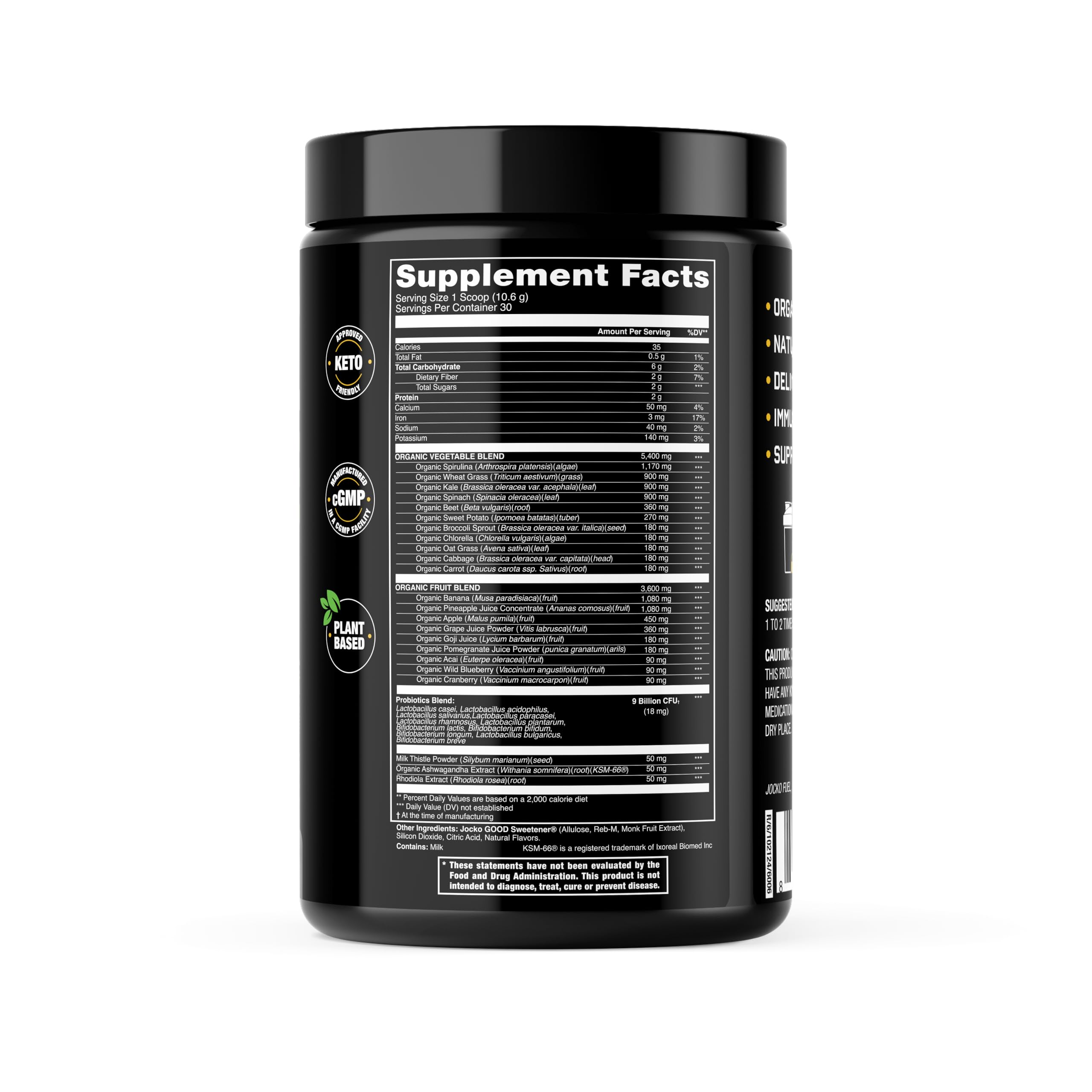 Jocko Fuel Daily Greens scoop showing serving size for daily nutrition