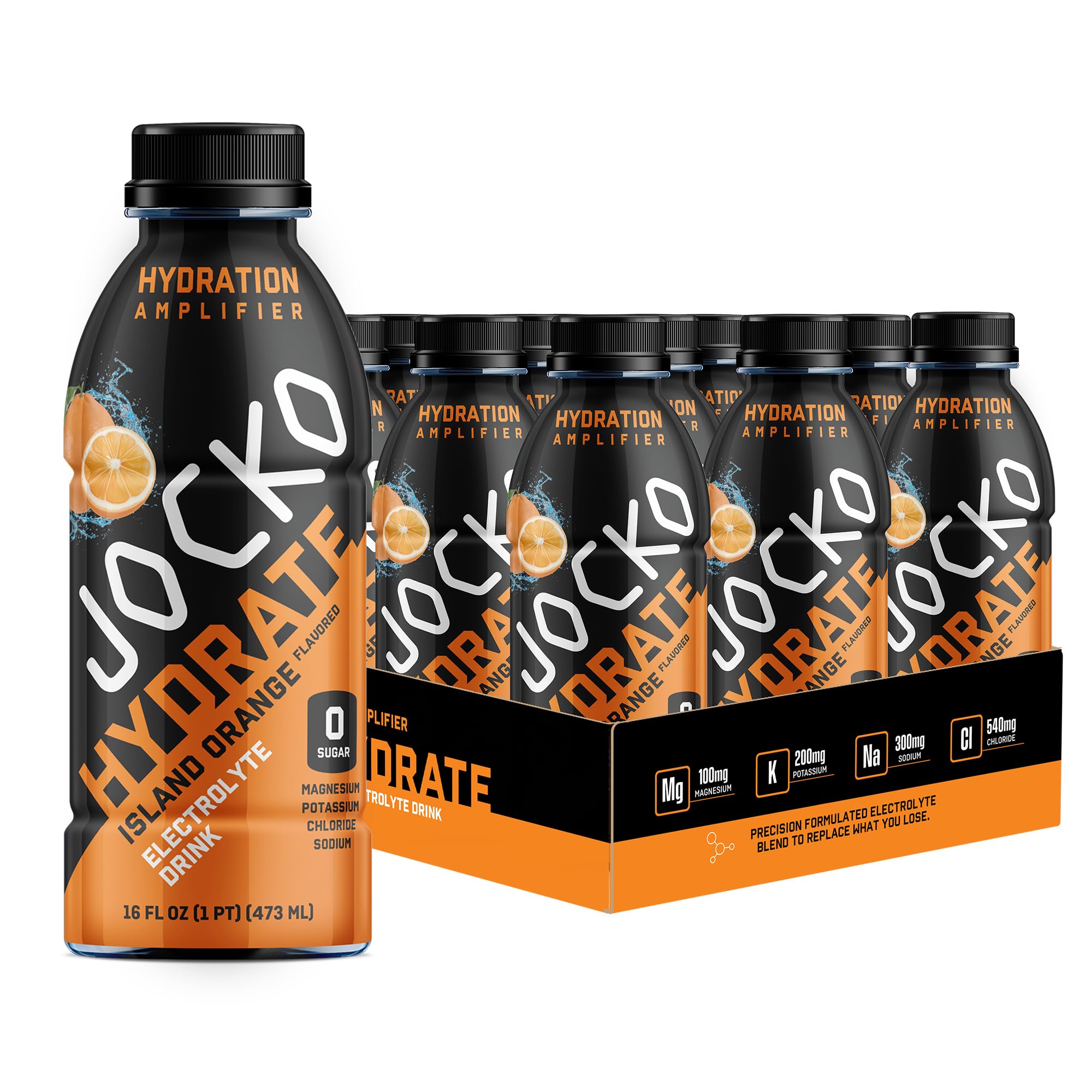 Jocko Fuel Hydrate bottle Island Orange front view for quick hydration during workouts