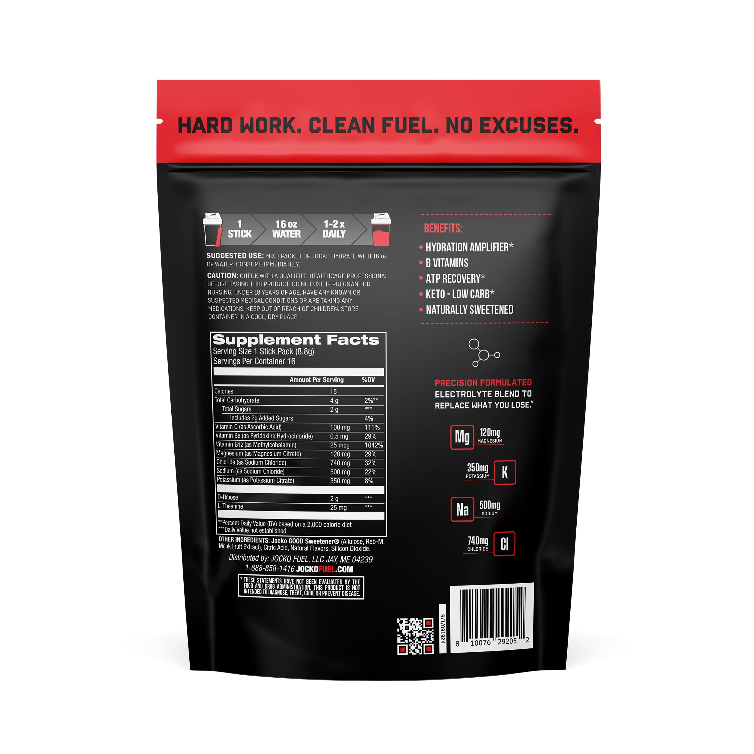 Jocko Fuel Hydrate glass of fruit punch shows electrolyte balance for workouts.
