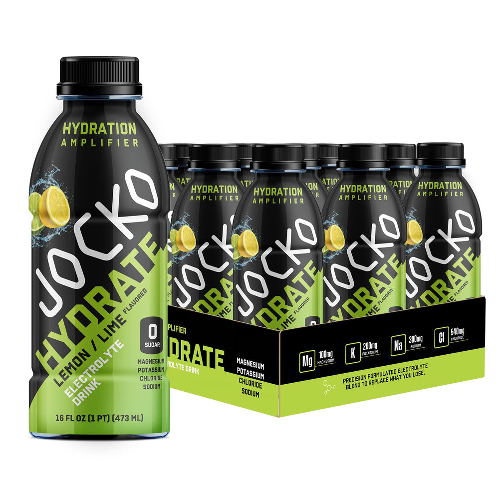Jocko Fuel Hydrate lemon-lime bottle front for on-the-go hydration.