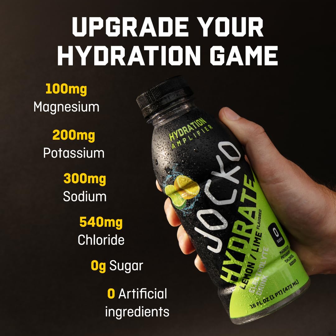 Close-up nutrition panel on Jocko Fuel Hydrate shows essential electrolytes.