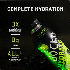 Bottle label close-up highlighting lemon-lime flavor and clean ingredients.