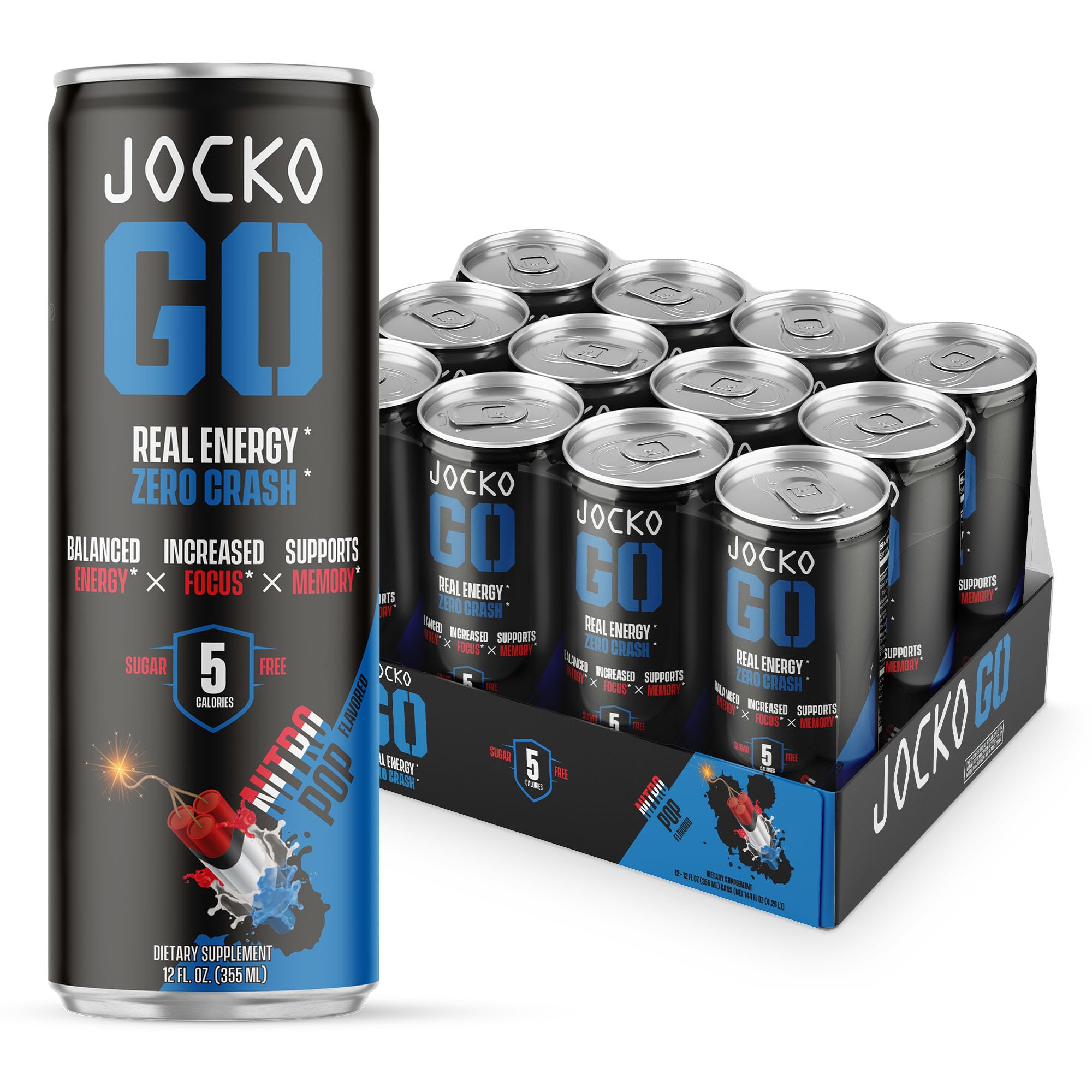 Jocko GO Nitro Pop can front highlights energy for focus.
