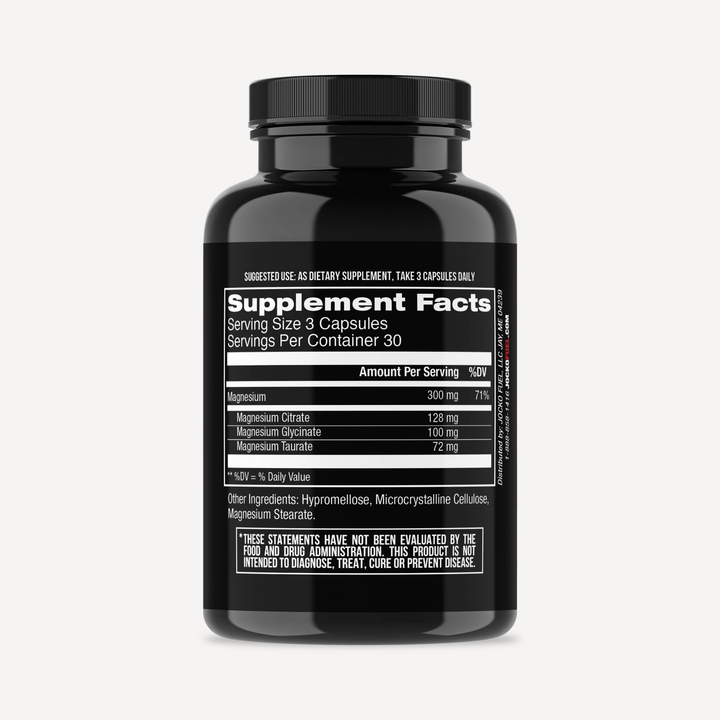 Jocko Fuel Magnesium Complex nutrition facts highlight minerals for daily energy metabolism.