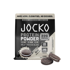 Jocko Fuel Mölk whey protein powder tub front view for daily protein support