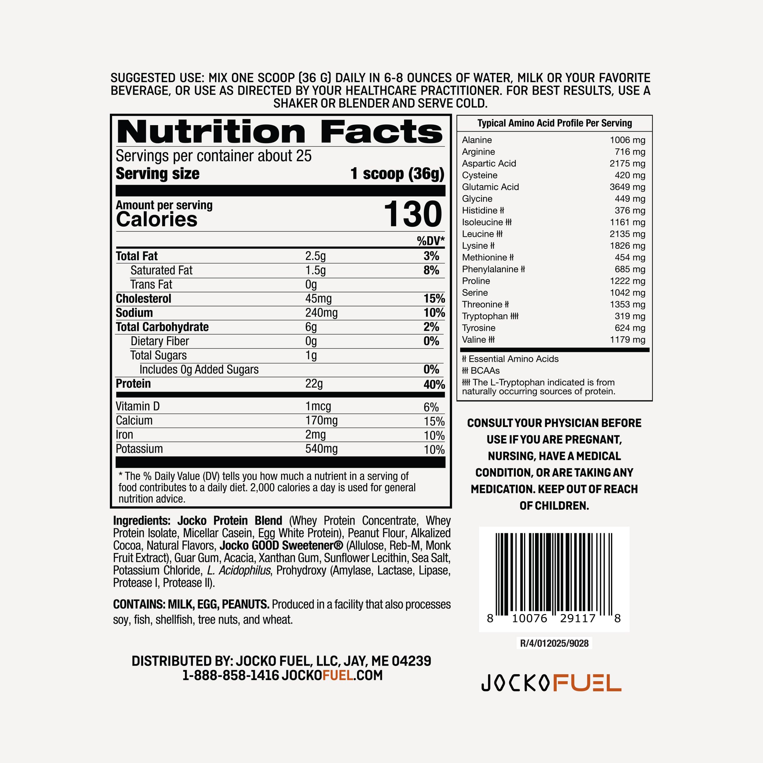 Packaging variation of Jocko Mölk whey protein powder showcases versatility.