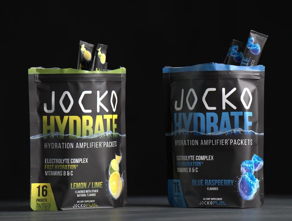 Jocko Fuel lemon-lime packets tucked into a gym bag for daily use.