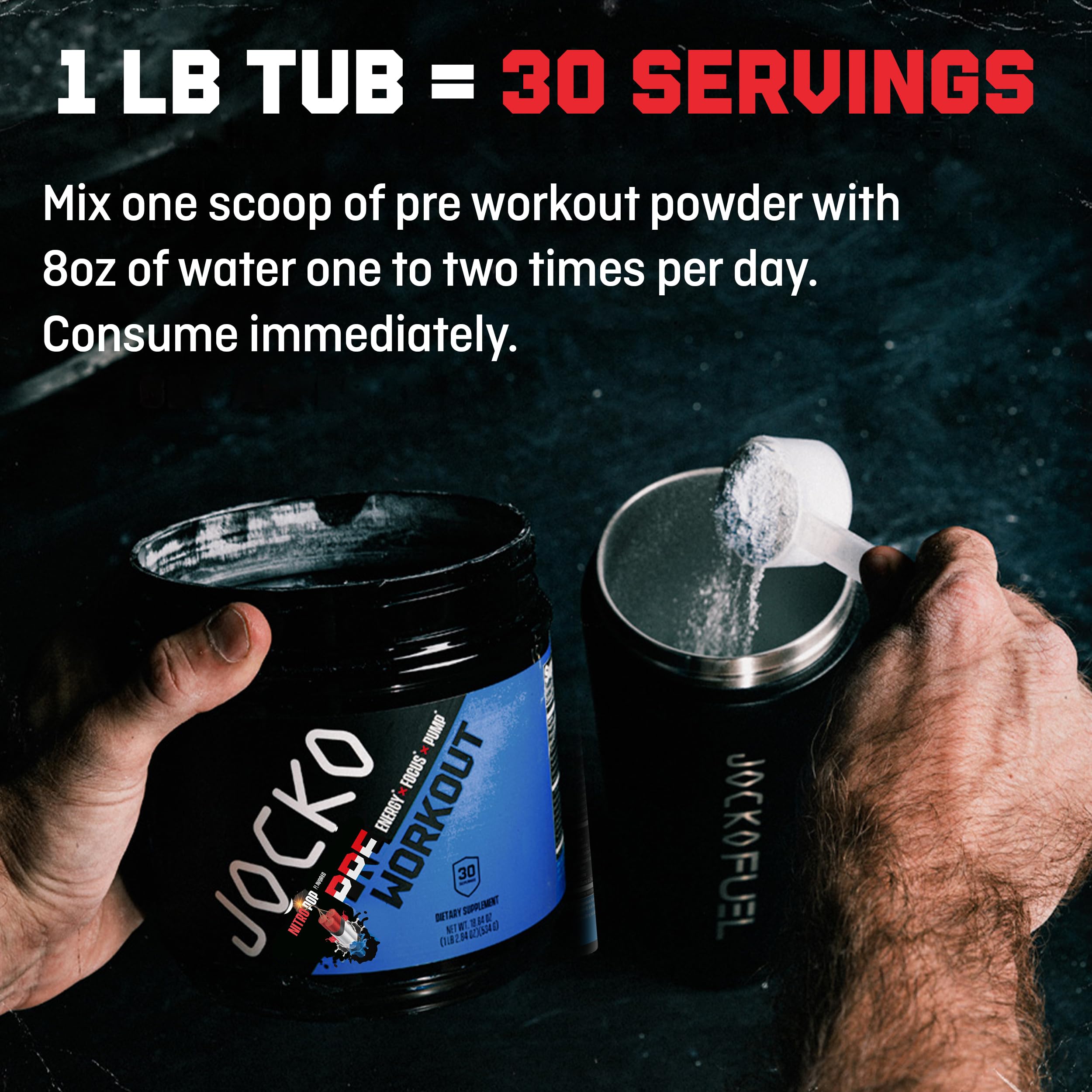 Jocko Fuel Pre Workout Betaine Anhydrous supports anaerobic power and strength.