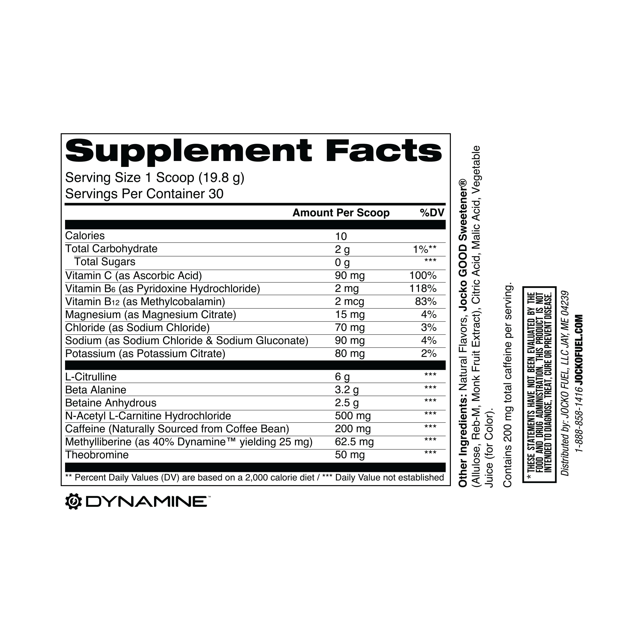 Jocko Fuel Pre Workout label shows beta alanine and caffeine for focused training.