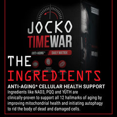 Jocko Fuel TIME WAR label details showing NAD3 and PQQ ingredients.
