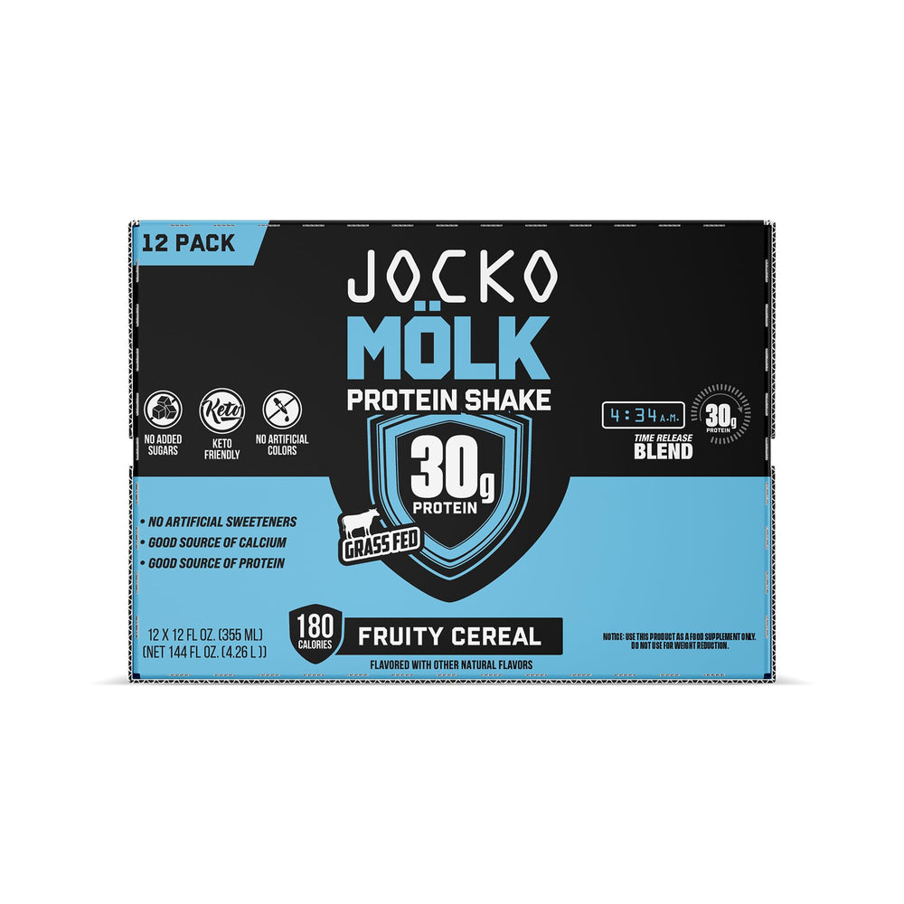 Jocko Mölk ready-to-drink 12oz bottle for on-the-go protein.