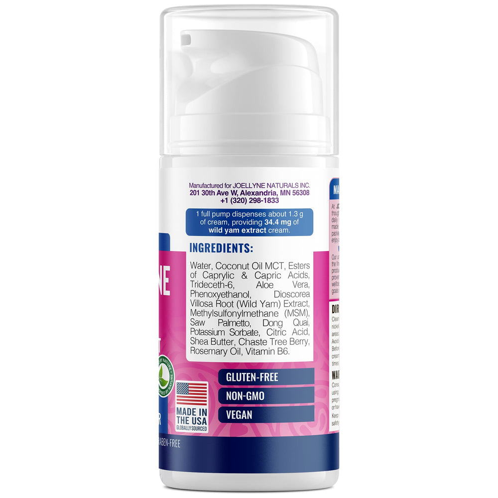 Joellyne Naturals cream pump dispenser highlighting precise dosing for daily use